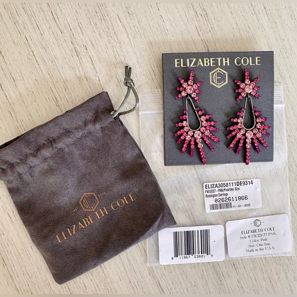 Elizabeth Cole Pink Crystal Remington Statement Earrings - Picture 7 of 8